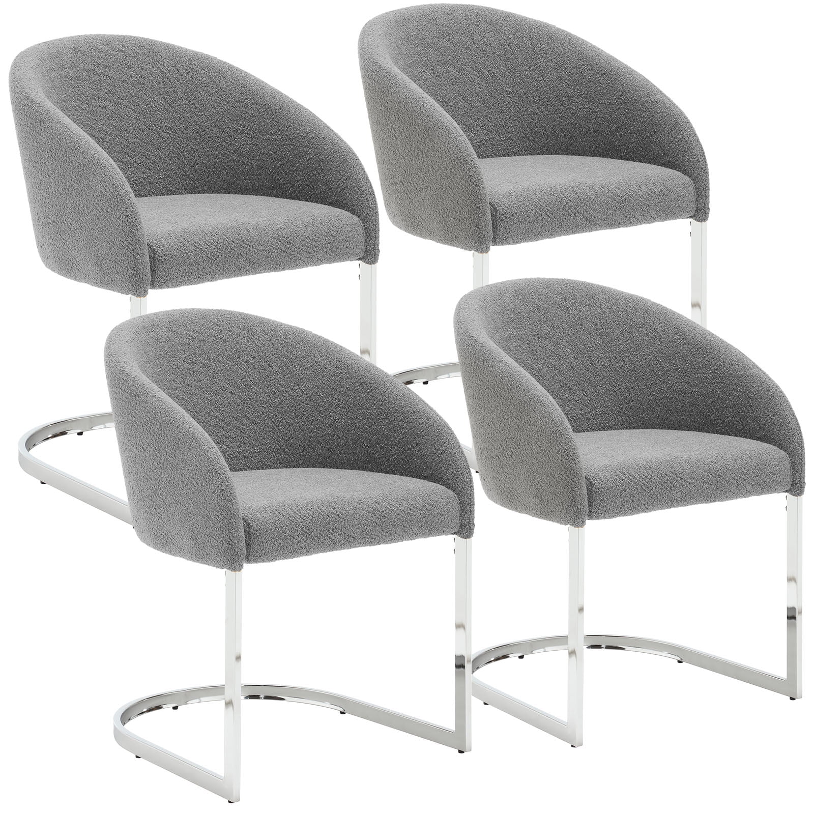 ANMINY Boucle Dining Chairs Upholstered Modern Chair, Set of 4, with ...