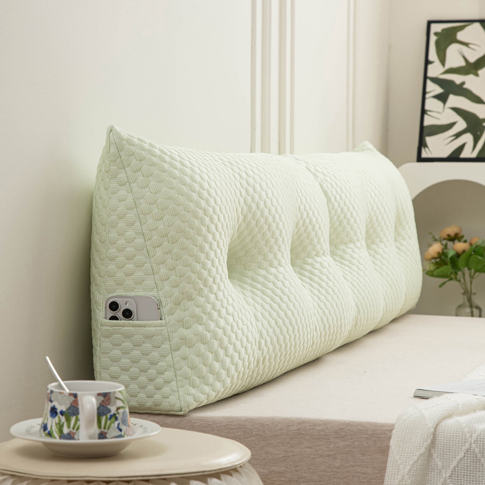 ANMINY Comfort Wedge Headboard Pillow Vacuum-Packed Plush Supportive Backrest for Reading & Relaxing for Bedroom