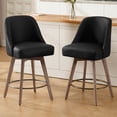 thumbnail image 1 of ANMINY Counter Height Bar Stools Upholstered Linen Fabric Swivel Barstools, Set of 2, 26" Seat Height with Back Mid-Century Chairs Island Stools for Home Bar Kitchen Pub, 1 of 12