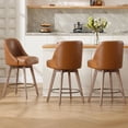 thumbnail image 1 of ANMINY Counter Height Bar Stools Set of 3, 26" Seat Height Upholstered Linen Fabric Swivel Barstools with Mid-Back Modern Chairs Island Stools for Home Bar Kitchen Pub, 1 of 12
