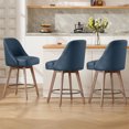 thumbnail image 1 of ANMINY Counter Height Bar Stools Set of 3, 26" Seat Height Upholstered Linen Fabric Swivel Barstools with Mid-Back Modern Chairs Island Stools for Home Bar Kitchen Pub, 1 of 12