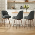 thumbnail image 1 of ANMINY Counter Height Bar Stools Set of 3, 26" Seat Height Upholstered Linen Fabric Swivel Barstools with Mid-Back Modern Chairs Island Stools for Home Bar Kitchen Pub, 1 of 12