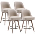 thumbnail image 1 of ANMINY Counter Height Bar Stools Upholstered Linen Fabric Swivel Barstools, Set of 4, 26" Seat Height with Back Mid-Century Chairs Island Stools for Home Bar Kitchen Pub, 1 of 13