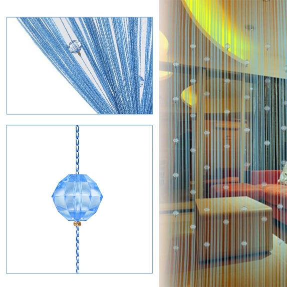 ANMINY Crystal Beads Door Curtain Room Divider Curtains String Tassel Room Decor for Window Door Wall Screen, Blue