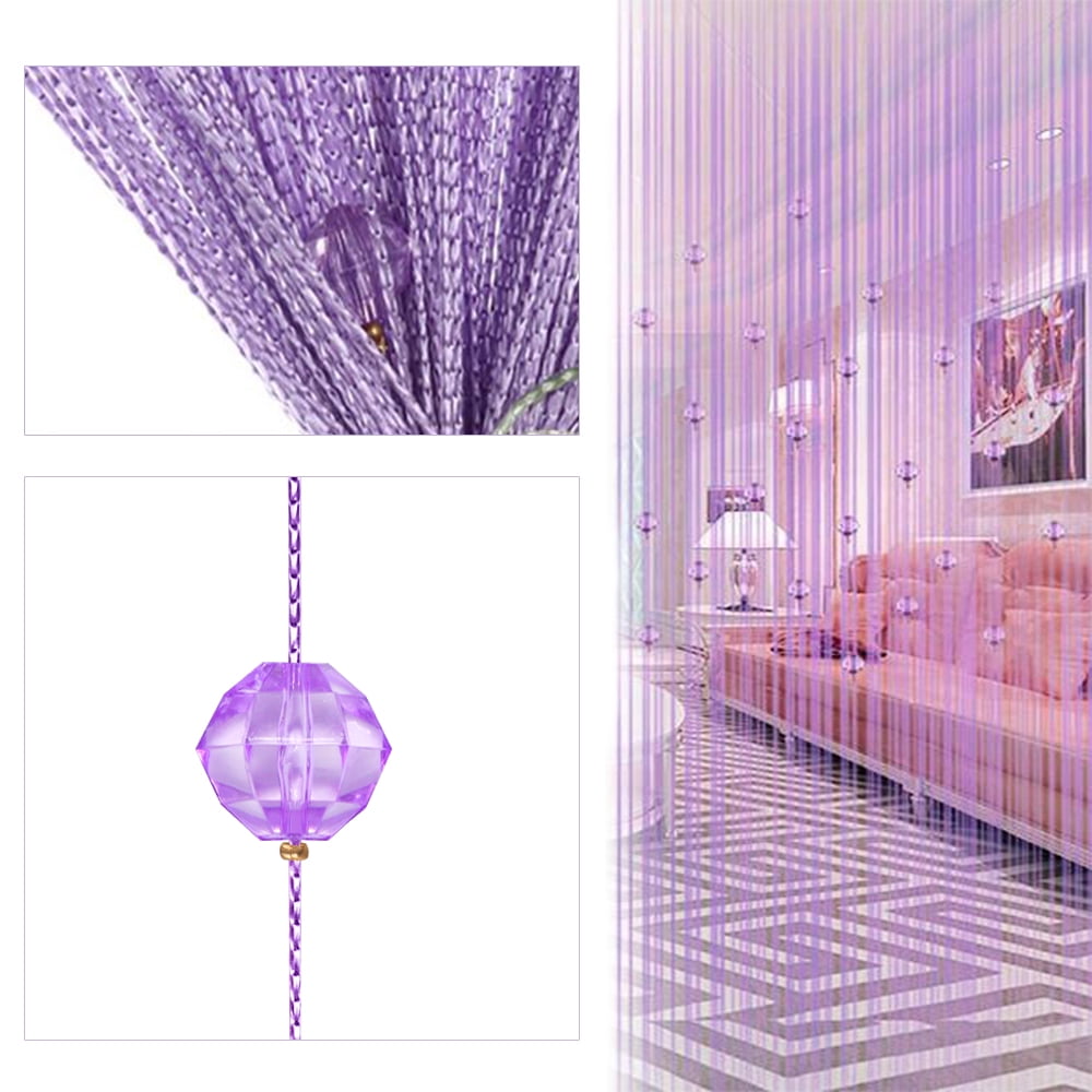 AZZAKVG Beaded Curtain Crystal Glass Rose Bead Curtain Living Room Bedroom Window Door Wedding Decor Crystal Curtains Shiny Curtains, Purple