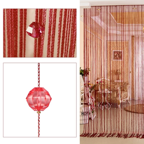 ANMINY Crystal Beads Door Curtain Room Divider Curtains String Tassel Room Decor for Window Door Wall Screen, Wine Red