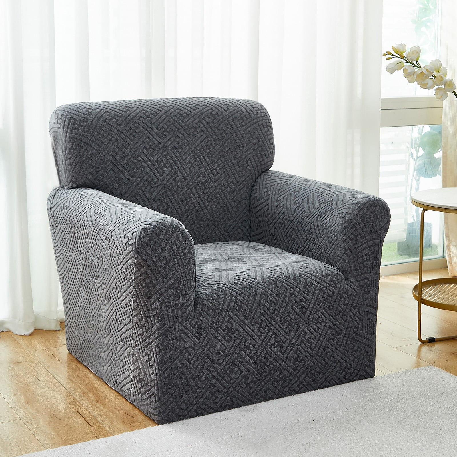 ANMINY Elastic Sofa Cover Full Coverage Sofa Slipcovers Thick Jacquard Fabric Non-Slip Couch Protect 1-Seater (35"x55")