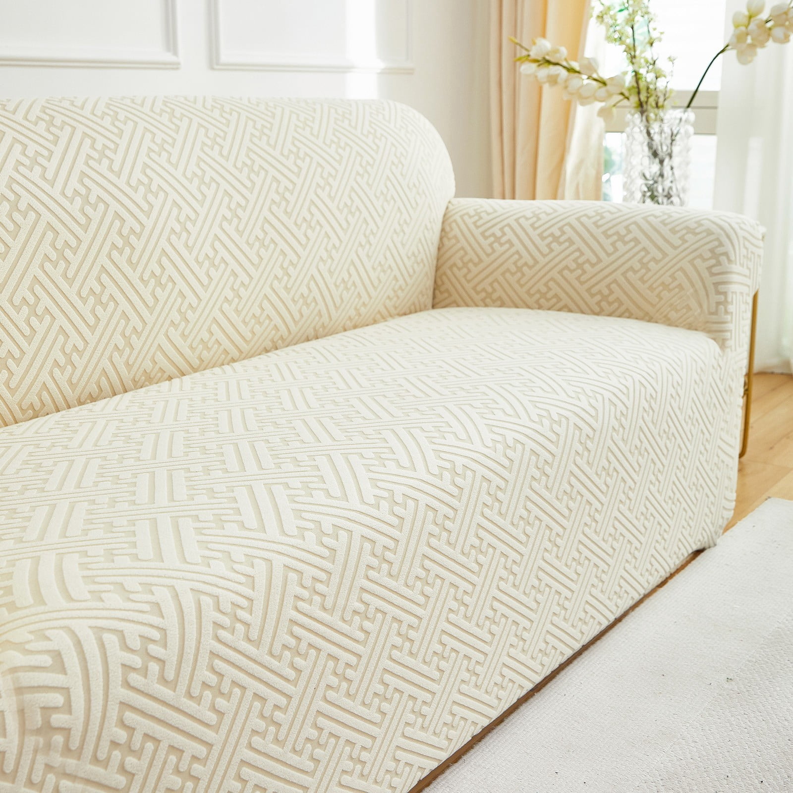 ANMINY Elastic Sofa Cover Full Coverage Sofa Slipcovers Thick Jacquard Fabric Non-Slip Couch Protect 1-Seater (35"x55")
