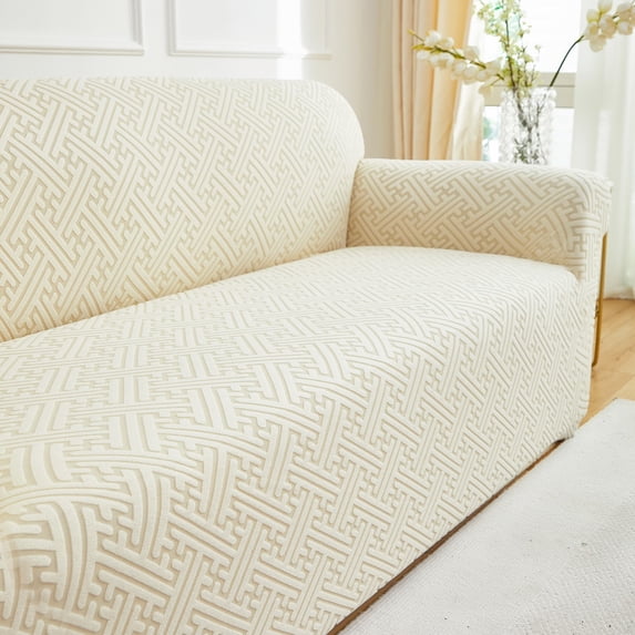 ANMINY Elastic Sofa Cover Full Coverage Sofa Slipcovers Thick Jacquard Fabric Non-Slip Couch Protect 3-Seater (75"x91")