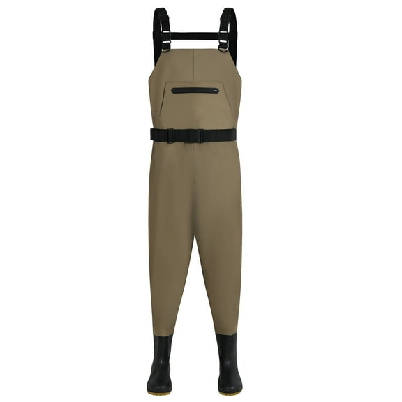 ANMINY Fishing Chest Waders, Fishing Waders for Men Women Waterproof Hunting Chest Wader with Bootfoot Belt Breathable Lightweight Beige