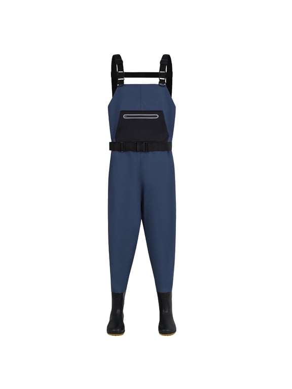 Fishing Chest Waders, Fishing Waders for Men Women Waterproof Hunting Chest Wader with Bootfoot Belt Breathable Lightweight Black Blue