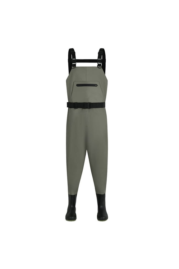 Fishing Chest Waders, Fishing Waders for Men Women Waterproof Hunting Chest Wader with Bootfoot Belt Breathable Lightweight Black Gray
