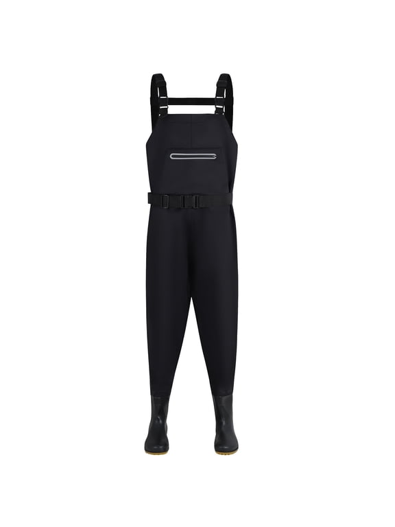 Fishing Chest Waders, Fishing Waders for Men Women Waterproof Hunting Chest Wader with Bootfoot Belt Breathable Lightweight Black