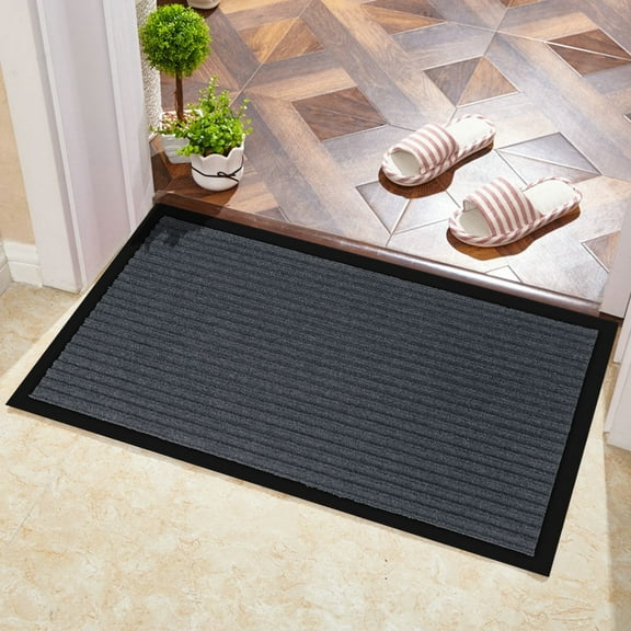 ANMINY Front Doormat Entrance Shoe Mat Waterproof PVC Non Slip Rug Outdoor Indoor,16"x24" Grey