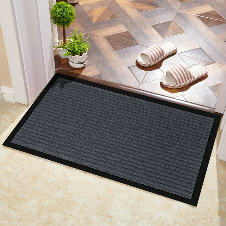 ANMINY Front Doormat Entrance Shoe Mat Waterproof PVC Non Slip Rug Outdoor  Indoor,16x24 Grey