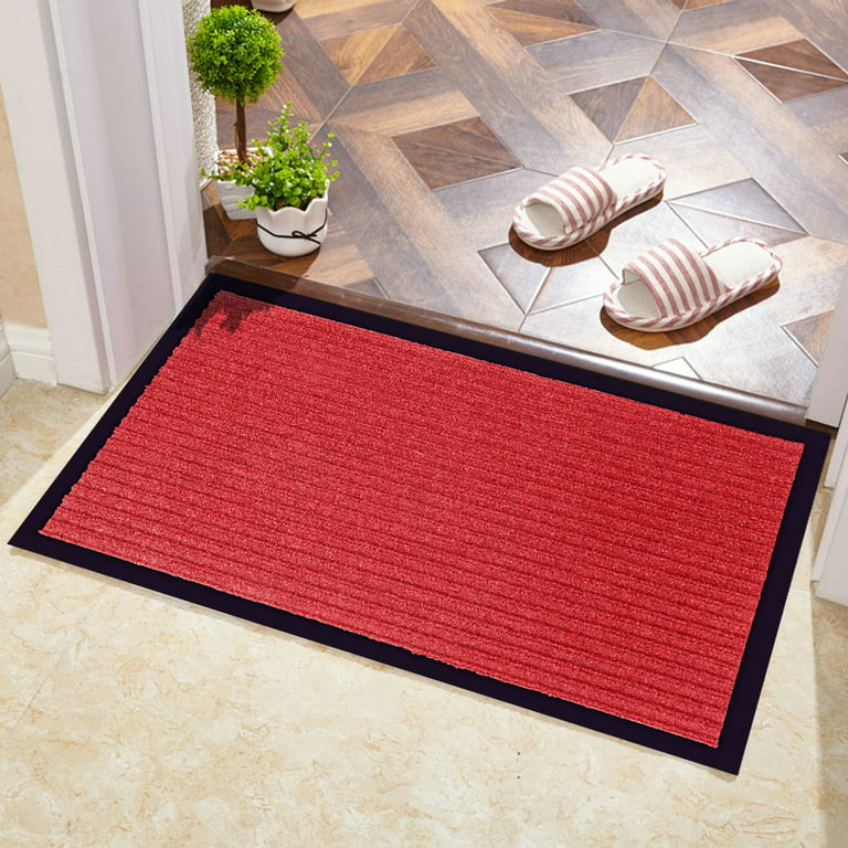 ANMINY Front Doormat Entrance Shoe Mat Waterproof PVC Non Slip Rug Outdoor  Indoor,24x35 Red