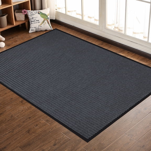 ANMINY Front Doormat Entrance Shoe Mat Waterproof PVC Non Slip Rug Outdoor Indoor,31"x47" Grey