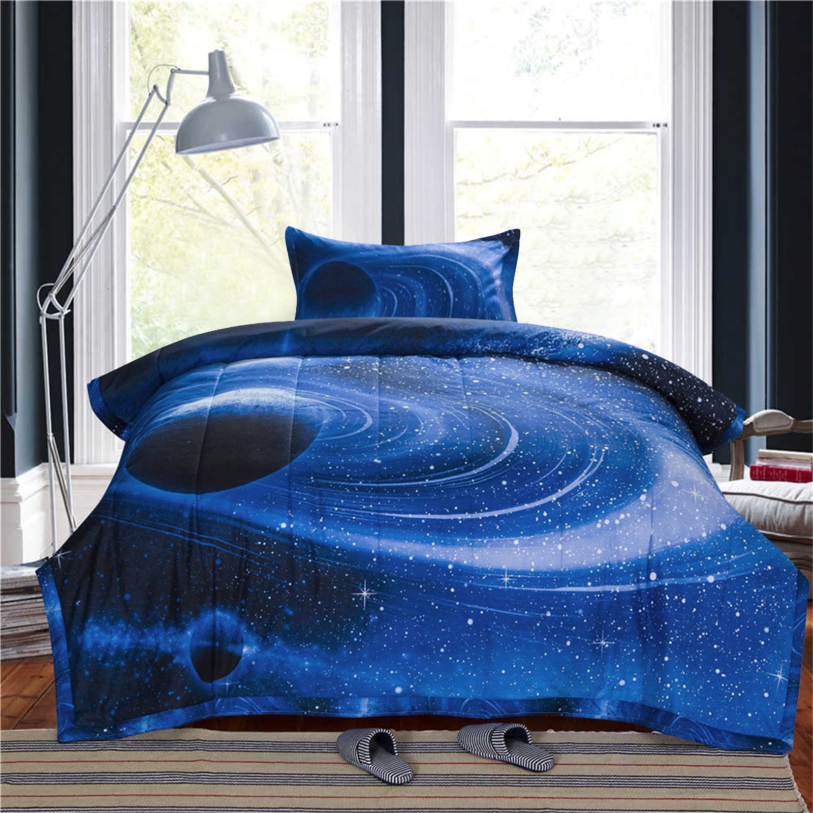 ANMINY Galaxies Comforter Set Reversible Quilt Sky Outer Space Bedding ...