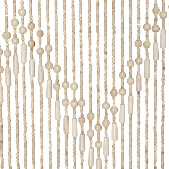 ANMINY Handmade Beaded Curtain for Doorway Bamboo Wooden Door Beads Curtain Hanging Room Divider Hippie Curtain for Hallway Window Boho Rustic Home Store Decor, 35.5 x 75 Inches Natural, 52 strands