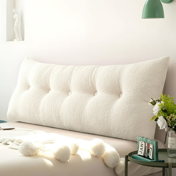 ANMINY Headboard Pillow, Teddy Velvet Fabric, Bed Rest Reading Pillow, Removable & Washable Cover, Daybed Wedge Pillow for Twin Beds