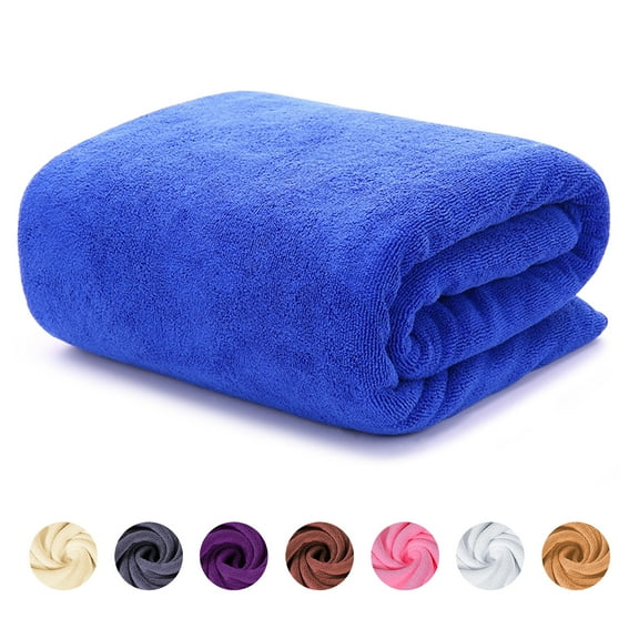 ANMINY Large Microfiber Bath Towels Soft Absorbent Towel for Gym Spa Shower Beach Travel Body Wrap Towel, Blue