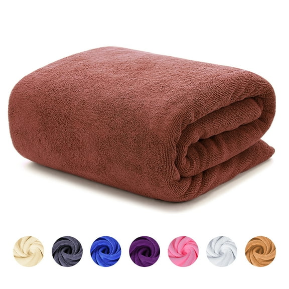 ANMINY Large Microfiber Bath Towels Soft Absorbent Towel for Gym Spa Shower Beach Travel Body Wrap Towel, Brown