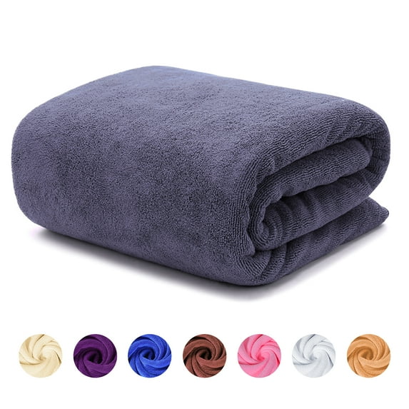 ANMINY Large Microfiber Bath Towels Soft Absorbent Towel for Gym Spa Shower Beach Travel Body Wrap Towel, Gray