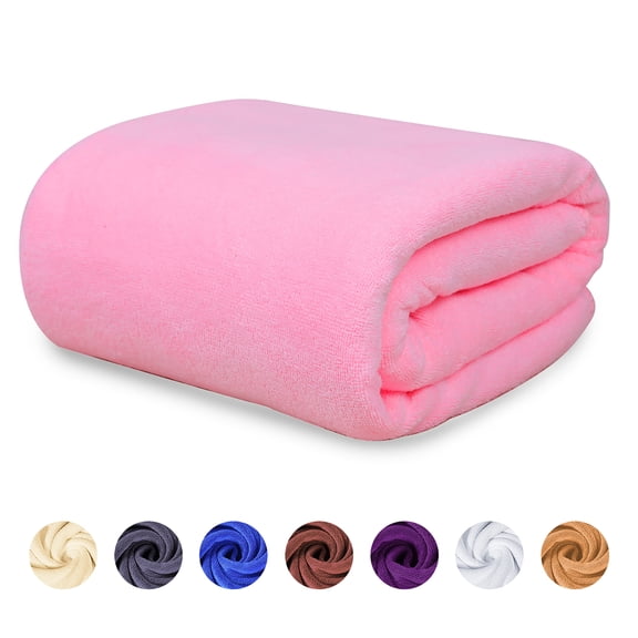 ANMINY Large Microfiber Bath Towels Soft Absorbent Towel for Gym Spa Shower Beach Travel Body Wrap Towel, Pink