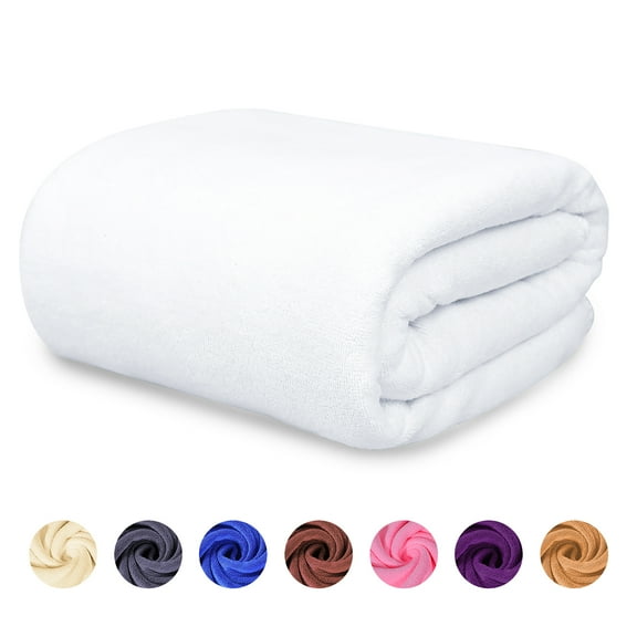 ANMINY Large Microfiber Bath Towels Soft Absorbent Towel for Gym Spa Shower Beach Travel Body Wrap Towel, White