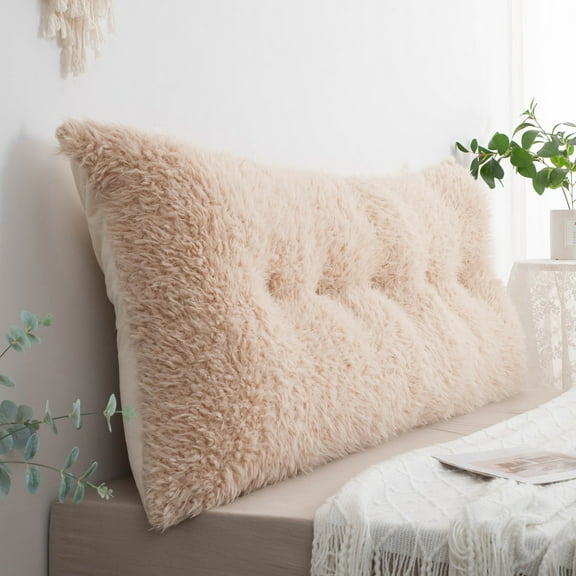 ANMINY Luxury Plush Velvet Headboard Pillow Bed Rest Reading Pillow, Removable & Washable Cover for Twin Beds