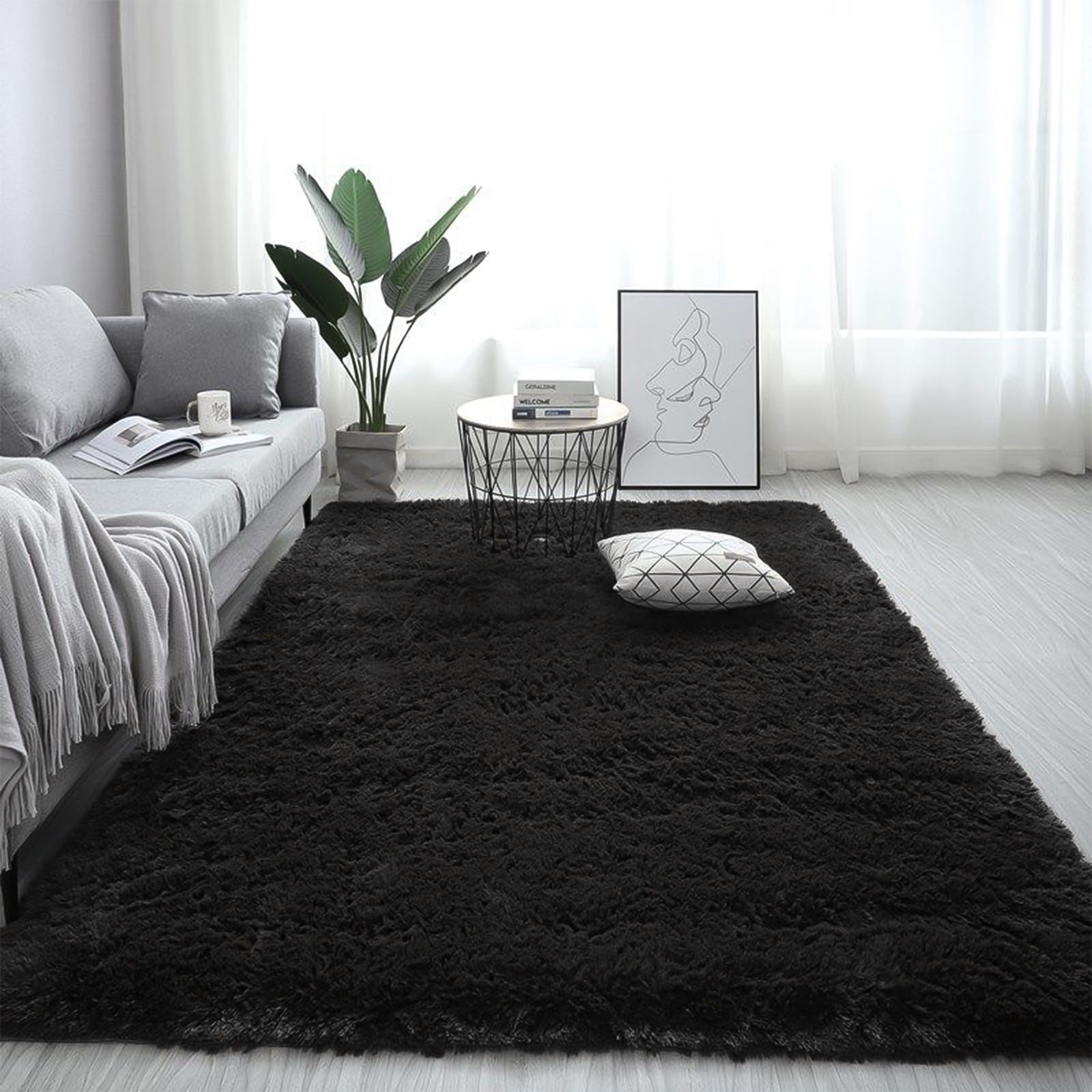ANMINY Luxury Soft Furry Carpet, Large Shag Area Rug, Non-Slip for ...