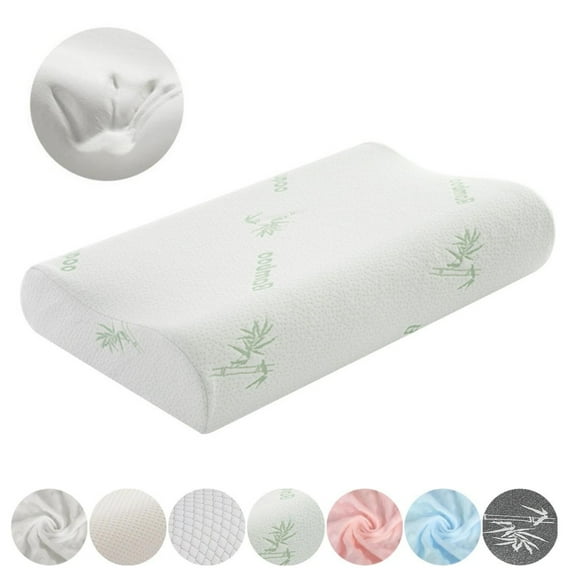 ANMINY Memory Foam Pillow Orthopedic Neck Support Breath Pillows W/ Bamboo Fiber Case