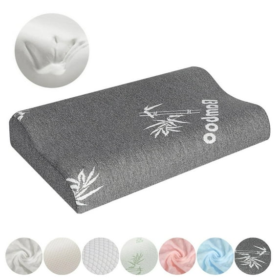 ANMINY Memory Foam Pillow Orthopedic Neck Support Breath Pillows W/ Bamboo Fiber Case
