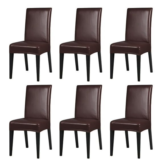 ANMINY PU Faux Leather Short Dining Room Chair Seat Cover Slipcovers, Wedding Party Banquet Decoration