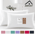 thumbnail image 1 of ANMINY Pillowcase Set of 2 Pillow Cases 300 Thread Count Soft Cotton Bed Pillow Covers Standard Size 20"x26" White, 1 of 6