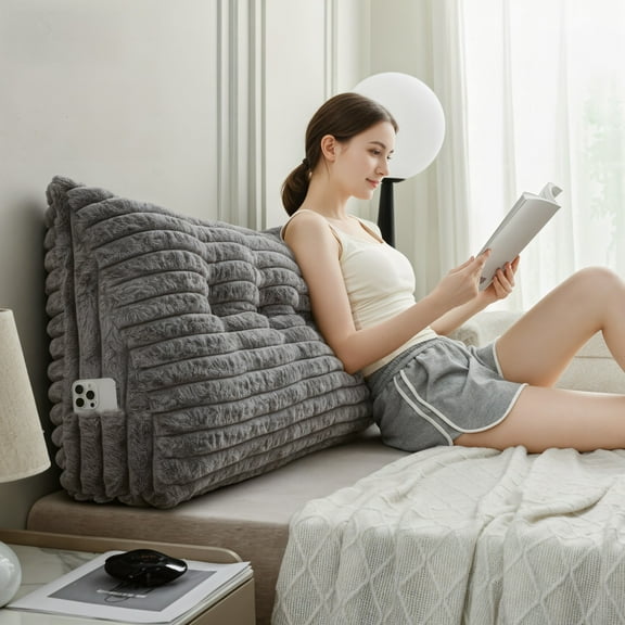 ANMINY Plush Headboard Pillow - 320 GSM Soft Fleece, High Elastic Pearl Cotton Filling, Versatile Sofa Backrest & Leg Pillow, Perfect Christmas/Housewarming Gift