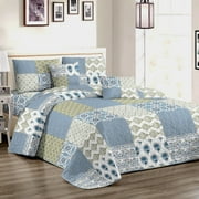 ANMINY Reversible Floral Coverlet Bedding Set - Twin All-Season Soft Polyester Quilt with Pillowcase | Vibrant Floral Design & Easy Care