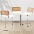 thumbnail image 1 of ANMINY Rattan Bar Stools, Set of 3, 26" Counter Height, Velvet Armless Bar Stools with Cane Back Mid Century Modern Chair for Home Office Kitchen Island, 1 of 9