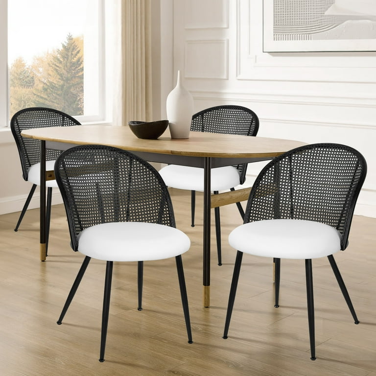 ANMINY Rattan Dining Chairs, Set of 4, With Full Cane Backrest and