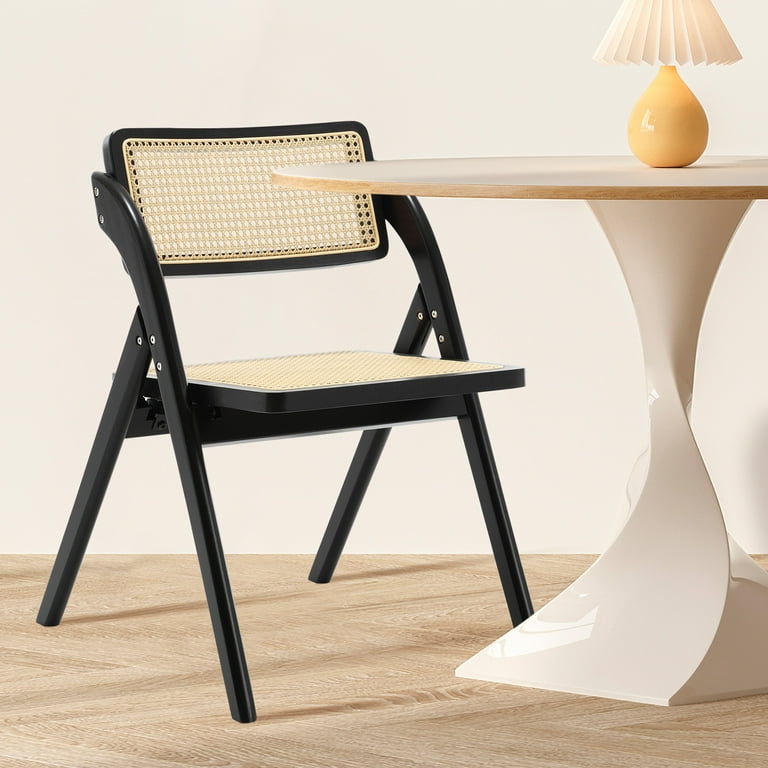 Black rattan folding chairs hot sale
