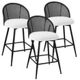 thumbnail image 1 of ANMINY Rattan Swivel Bar Stools, 26" Counter Height Set of 3, Upholstered Chairs Barstools with Full Back and Metal Legs Modern Boucle Fabric Seat for Home Kitchen Island, 1 of 10
