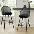 thumbnail image 1 of ANMINY Swivel Rattan Bar Stools, 29" Counter Height Set of 2, Upholstered Chairs Barstools with Full Back and Metal Legs Modern Boucle Fabric Seat for Home Kitchen Island, 1 of 10