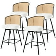 thumbnail image 1 of ANMINY Rattan Swivel Bar Stools Set of 4, 26" Counter Height with Rattan Back and Metal Legs, Mid-Century Modern Armless Boucle Fabric Barstools Seat, Upholstered Counter Stools for Kitchen Island, 1 of 12