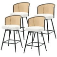 thumbnail image 1 of ANMINY Rattan Swivel Bar Stools Set of 4, 26" Counter Height with Rattan Back and Metal Legs, Mid-Century Modern Armless Faux Leather Barstools Seat, Upholstered Counter Stools for Kitchen Island, 1 of 11