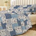 thumbnail image 1 of ANMINY Reversible Floral Coverlet Bedding Set - Queen All-Season Soft Polyester Quilt with Pillowcase | Vibrant Floral Design & Easy Care, 1 of 10