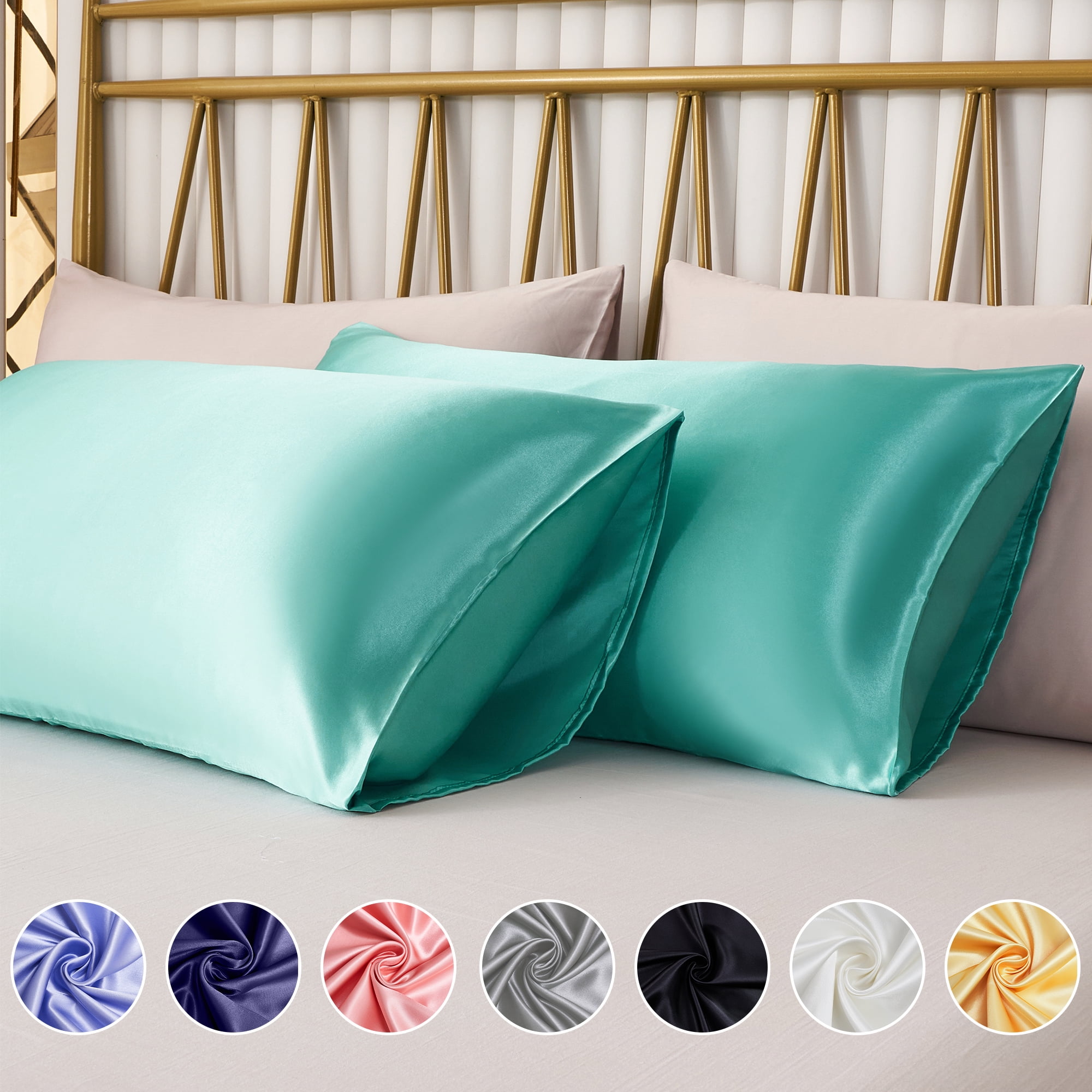 ANMINY Satin Pillowcase Set of 2 King Silk Bedding Pillowcases 40" x 20
