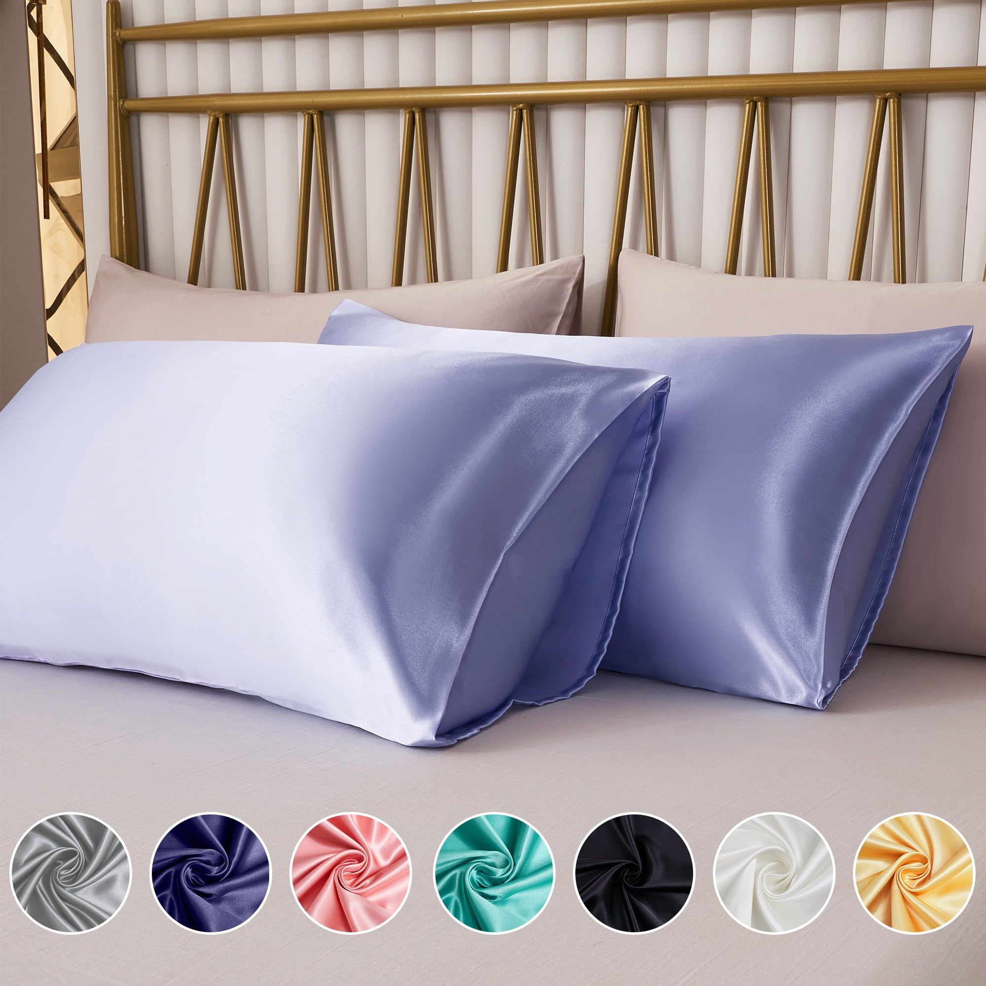 ANMINY Satin Pillowcase Set of 2 King Silk Bedding Pillowcases 40" x 20