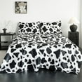 thumbnail image 1 of ANMINY Satin Sheets Full Silk Sheets Cow Pattern Bed Sheet Set Deep Pocket Bed Flat Fitted Sheet, 4-Pieces, 1 of 9