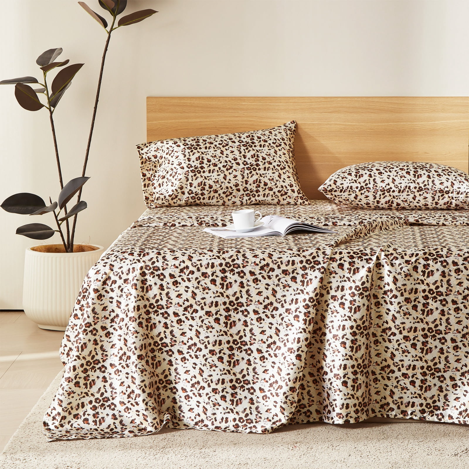 ANMINY Satin Sheets Silk Sheets Bed Sheet Set Deep Pocket Bed Flat ...