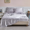 thumbnail image 1 of ANMINY Satin Sheets Silk Sheets King Silver Leopard Bed Sheet Set Deep Pocket Bed Flat Fitted Sheet, 4-Pieces, 1 of 5